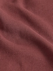 The Set 5 Pack Deep V-Neck Ribbed Vests Pink/Rust/Brown/White - Image 7 of 8