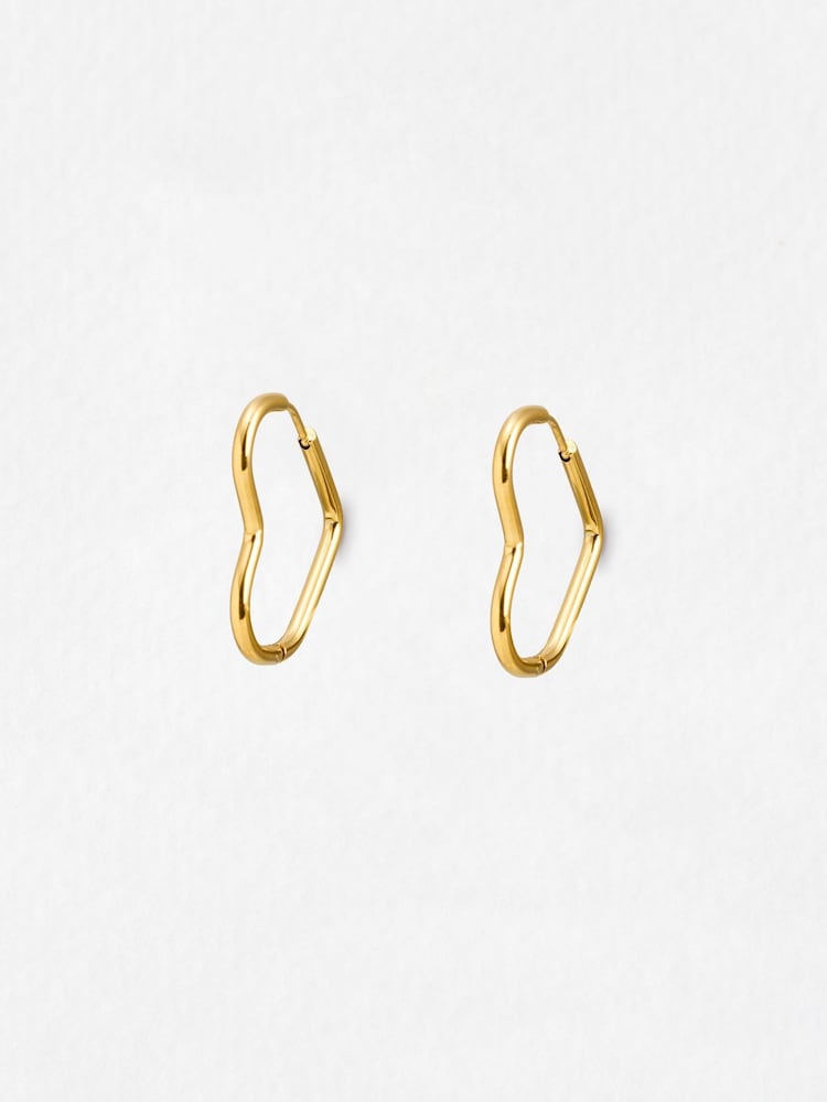 Oliver Bonas Gold Tone Danica Stainless Steel Waterproof Heart Hoop Earrings - Image 1 of 5