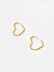 Oliver Bonas Gold Tone Danica Stainless Steel Waterproof Heart Hoop Earrings - Image 3 of 5
