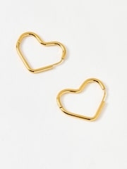 Oliver Bonas Gold Tone Danica Stainless Steel Waterproof Heart Hoop Earrings - Image 4 of 5