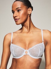 KBX White Darcie Floral Embroidery No Pad Balcony Bra - Image 4 of 5