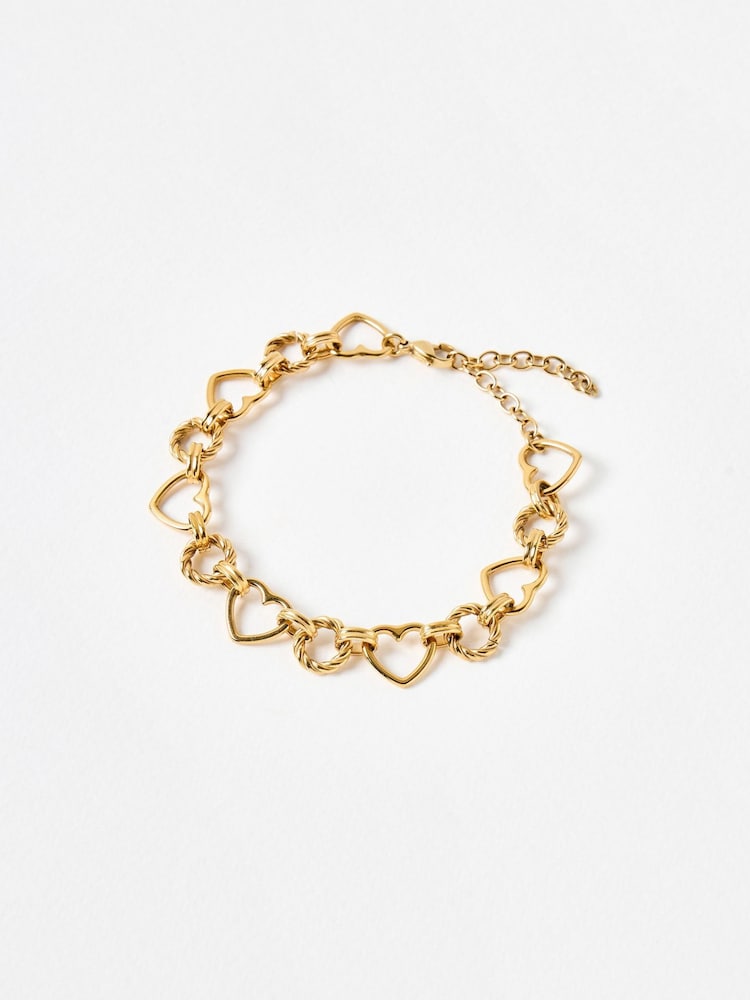 Oliver Bonas Gold Tone Romy Stainless Steel Waterproof Heart Chunky Bracelet - Image 1 of 4