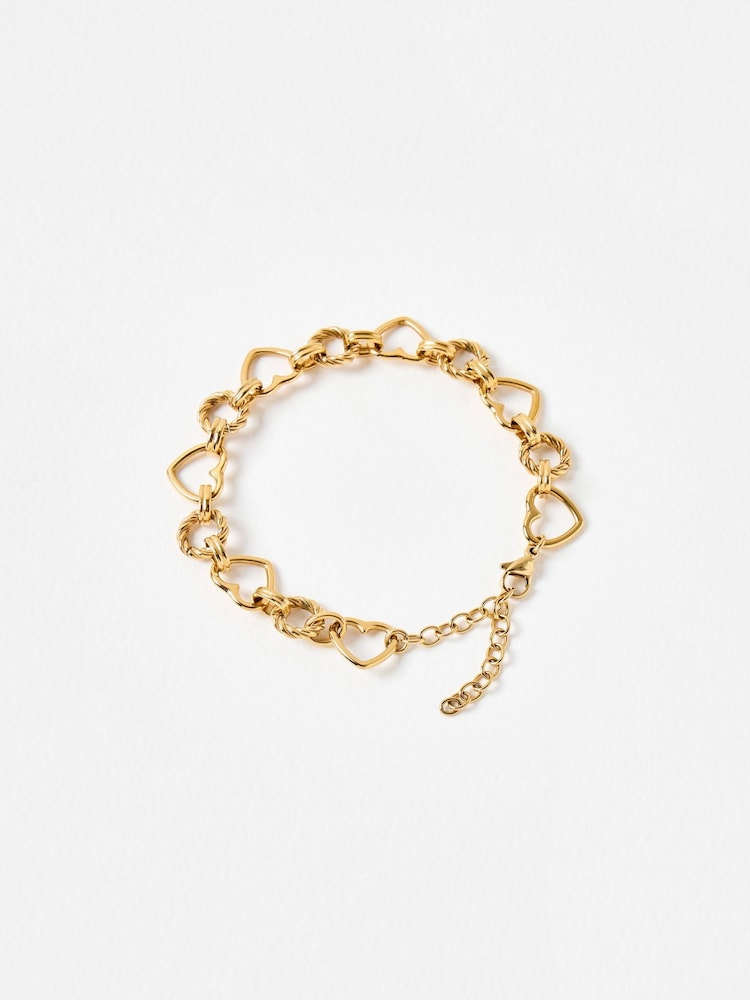 Oliver Bonas Gold Tone Romy Stainless Steel Waterproof Heart Chunky Bracelet - Image 2 of 4