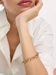 Oliver Bonas Gold Tone Romy Stainless Steel Waterproof Heart Chunky Bracelet - Image 4 of 4