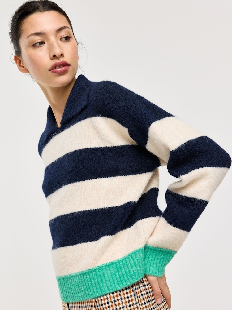Oliver Bonas Striped Collared Knitted Jumper - Imagen 1 de 8