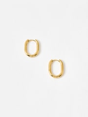 Oliver Bonas Gold Wren Gold Tone Stainless Steel Waterproof Oval Hoop Earrings - Image 2 of 5