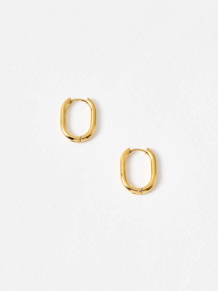 Oliver Bonas Gold Wren Gold Tone Stainless Steel Waterproof Oval Hoop Earrings - Image 2 of 5