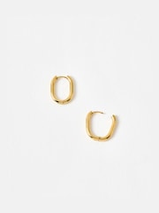 Oliver Bonas Gold Wren Gold Tone Stainless Steel Waterproof Oval Hoop Earrings - Image 3 of 5