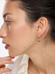 Oliver Bonas Gold Wren Gold Tone Stainless Steel Waterproof Oval Hoop Earrings - Image 5 of 5