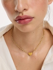 Oliver Bonas Gold Tone Talula Stainless Steel Waterproof  Heart Pendant Chain Necklace - Image 4 of 4