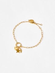 Oliver Bonas Gold Tone Nina Stainless Steel Waterproof Star, Moon & Heart Charm Chain Bracelet - Image 1 of 4
