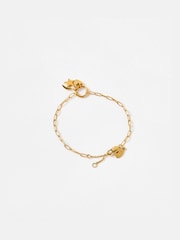 Oliver Bonas Gold Tone Nina Stainless Steel Waterproof Star, Moon & Heart Charm Chain Bracelet - Image 2 of 4