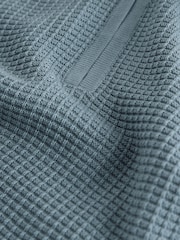 Blue Smart Textured Quarter Zip Knitted Polo Shirt - Image 8 of 8