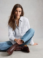 White Stuff Blue Sadie Poplin Boyfriend Shirt - Image 1 of 6