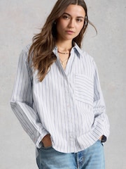 White Stuff Blue Sadie Poplin Boyfriend Shirt - Image 2 of 6