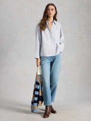 White Stuff Blue Sadie Poplin Boyfriend Shirt - Image 4 of 6