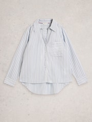 White Stuff Blue Sadie Poplin Boyfriend Shirt - Image 5 of 6