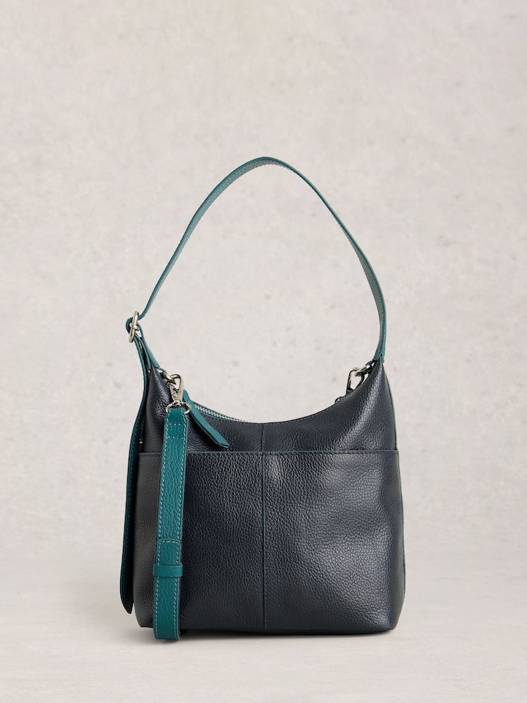 White Stuff Blue Mini Sophia Leather Cross-Body Bag - Image 1 of 4