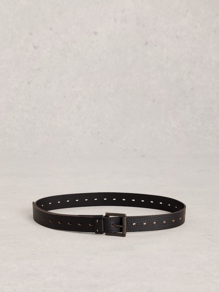 White Stuff Multi Punch Leather Belt - 3суретінің 3 суреті