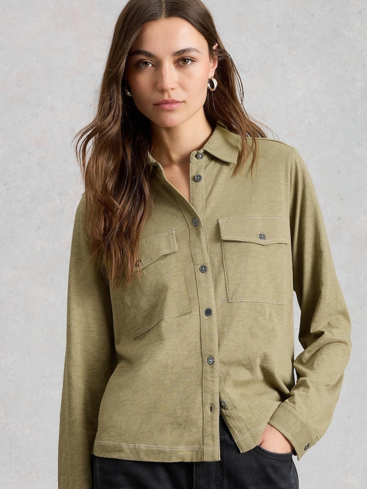 White Stuff Green Una Pocket Utility Shirt - Image 1 of 6 White Stuff Green Una Pocket Utility Shirt - Image 1 of 6