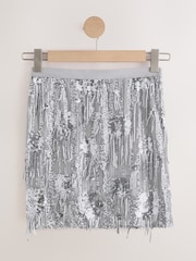 Silver Sequin Fringe Mini Skirt - Image 6 of 8