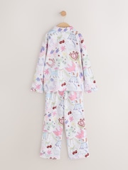 White/Pink Printed - Satengpysjamas med knapper (3-16år) - Bilde 2 av 4
