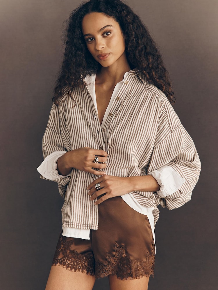 Anthropologie Pilcro Batwing Buttondown Brown Shirt - Image 1 of 4