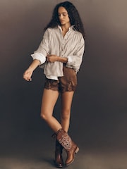 Anthropologie Pilcro Batwing Buttondown Brown Shirt - Image 3 of 4
