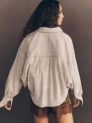 Anthropologie Pilcro Batwing Buttondown Brown Shirt - Image 4 of 4