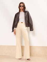 Ecru Ecru Trimmed Flare Trousers - Image 2 of 4