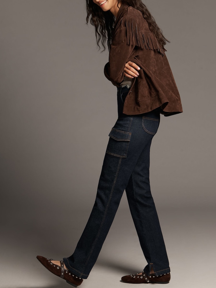 Anthropologie Pilcro Dylan Mid-Rise Puddle Straight Leg Blue Jeans - Image 1 of 5