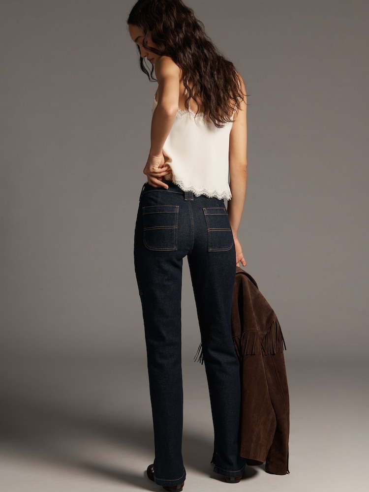 Anthropologie Pilcro Dylan Mid-Rise Puddle Straight Leg Blue Jeans - Image 5 of 5