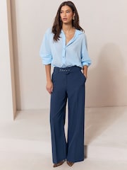Granatowy - Lipsy Tailored Belted Wide Leg Trousers - Obraz 2 z 6