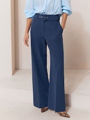 Granatowy - Lipsy Tailored Belted Wide Leg Trousers - Obraz 3 z 6