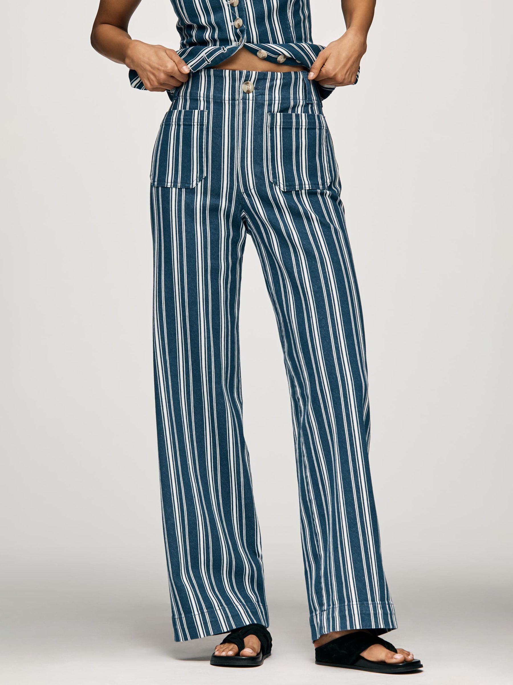Buy Anthropologie Blue Maeve The Colette High Waisted Striped Full