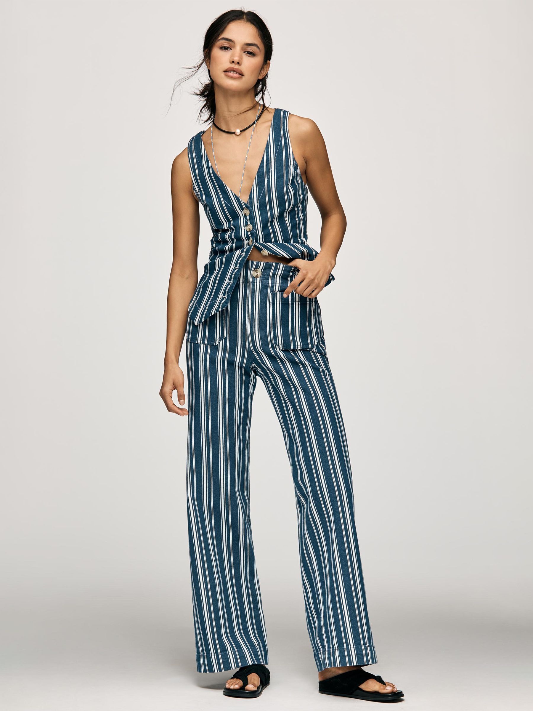 Buy Anthropologie Blue Maeve The Colette High Waisted Striped Full