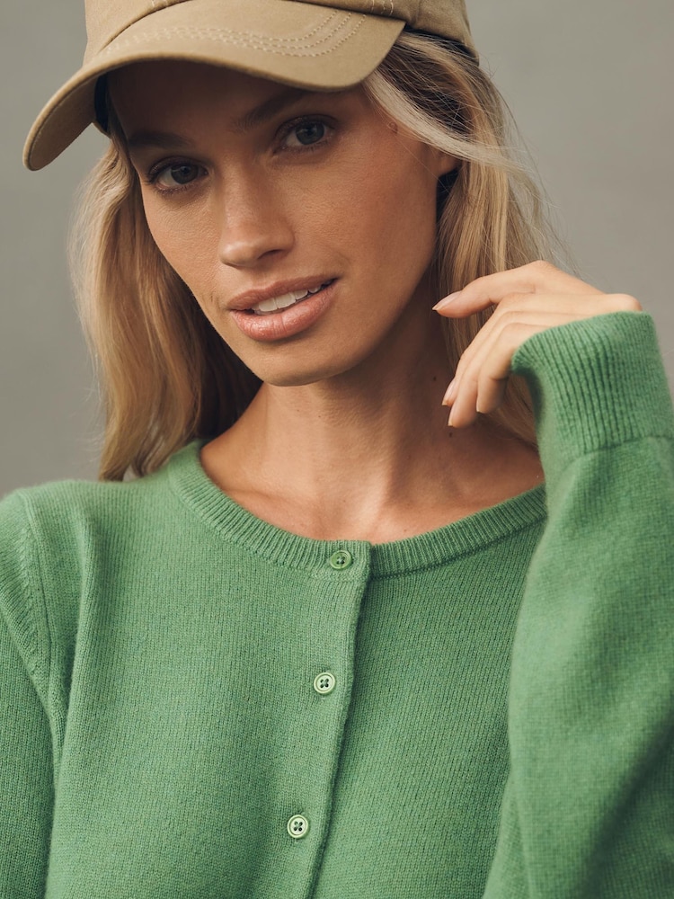 Yaşıl - Antropologiya The Juliet Cashmere Crew Boyunlu Kardigan - 4şəkildən 4 şəkil