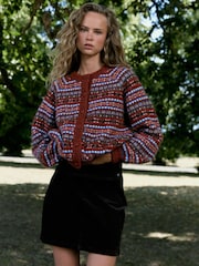 Chocolate Brown Cord Mini Skirt - Image 1 of 8