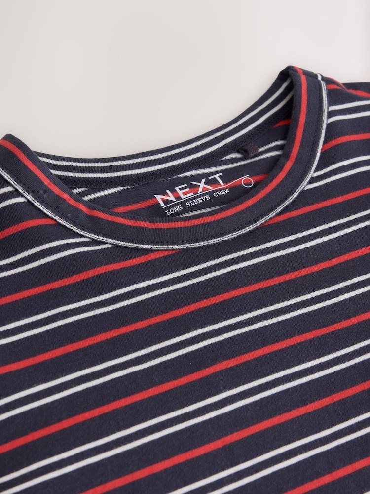 Navy/Red Stripe Long Sleeve Crew Neck T-Shirt - Image 2 of 3