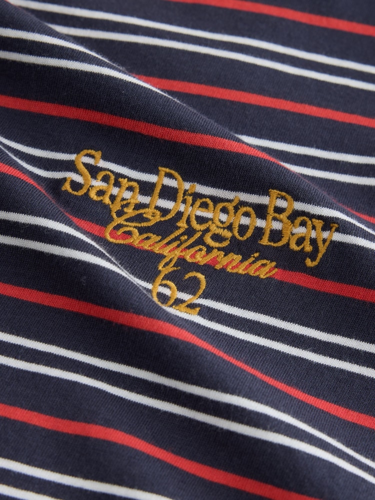 Navy/Red Stripe Long Sleeve Crew Neck T-Shirt - Image 3 of 3