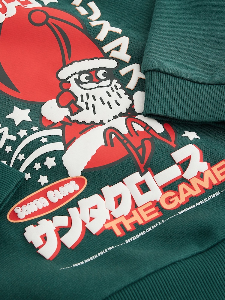 Green Santa Christmas Crew Neck Sweater (3-16yrs) - Image 4 of 4