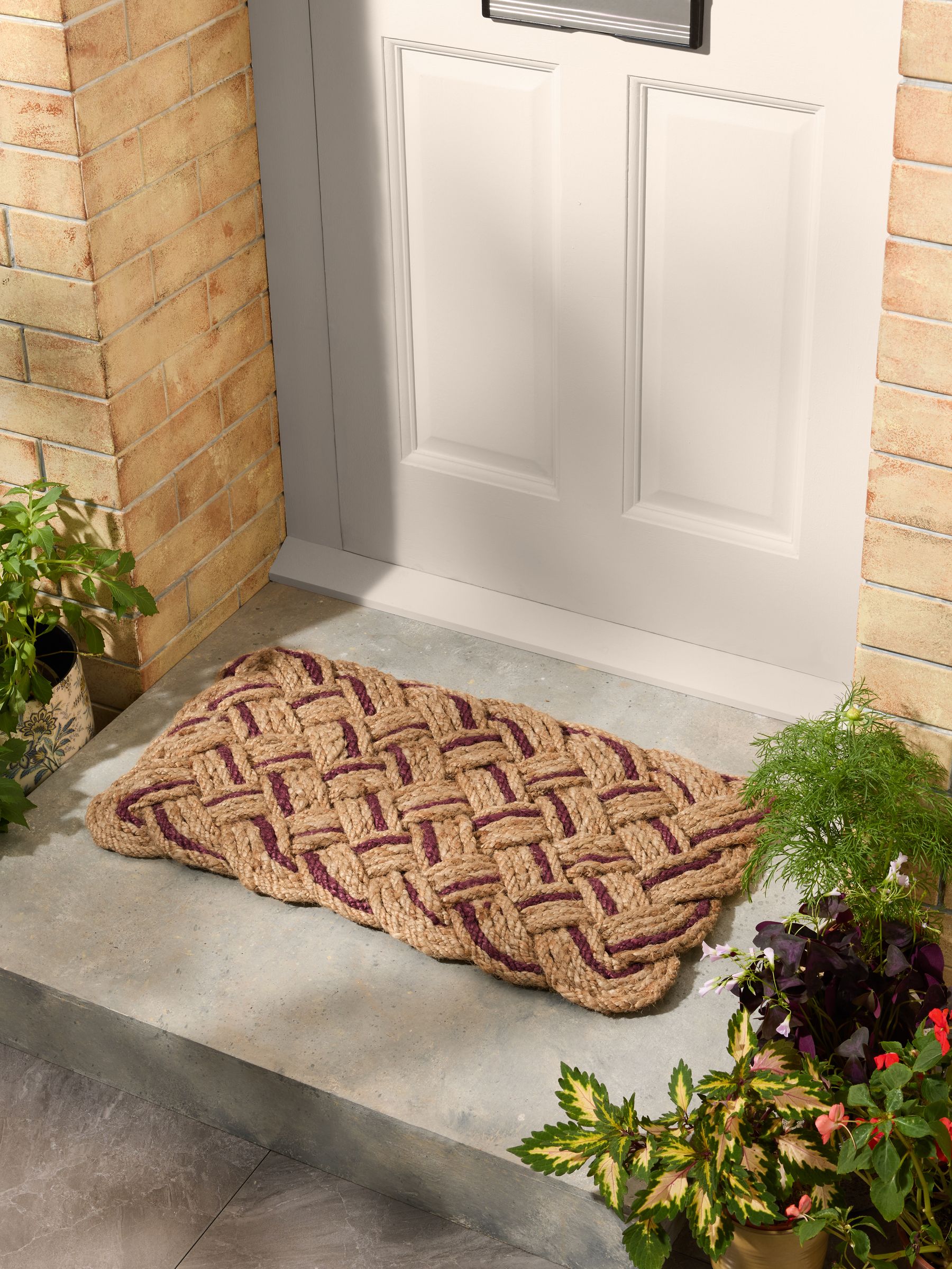 Laura Ashley Burgundy Red Braided Jute Doormat