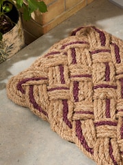 Laura Ashley Burgundy Red Braided Jute Doormat - Image 2 of 4