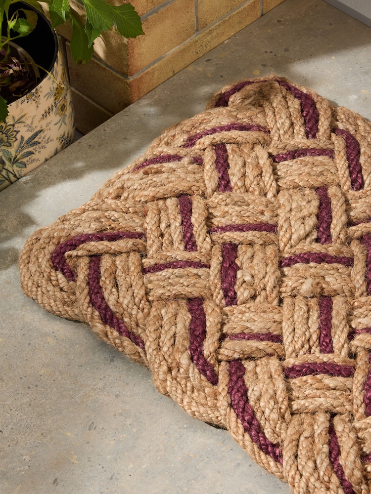 Laura Ashley Burgundy Red Braided Jute Doormat - Image 2 of 4 Laura Ashley Burgundy Red Braided Jute Doormat - Image 2 of 4