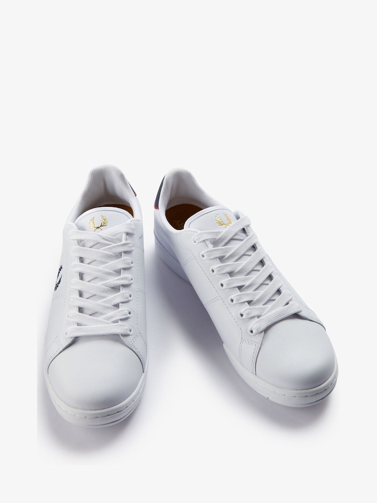 Fred Perry White B722 Leather Trainers - Image 2 of 4