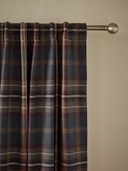 Brown/Burgundy Heritage Brushed Check Hidden Tab Top Lined Curtains - Image 1 of 5