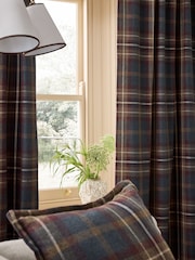 Brown/Burgundy Heritage Brushed Check Hidden Tab Top Lined Curtains - Image 4 of 5