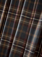 Brown/Burgundy Heritage Brushed Check Hidden Tab Top Lined Curtains - Image 5 of 5