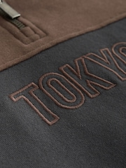 Brown Oversized Fit Zip Neck Sweatshirt (3-16yrs) - Image 3 of 4