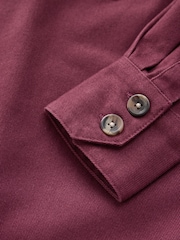 Burgundy Red Long Sleeve Mini Twill Dress - Image 8 of 10